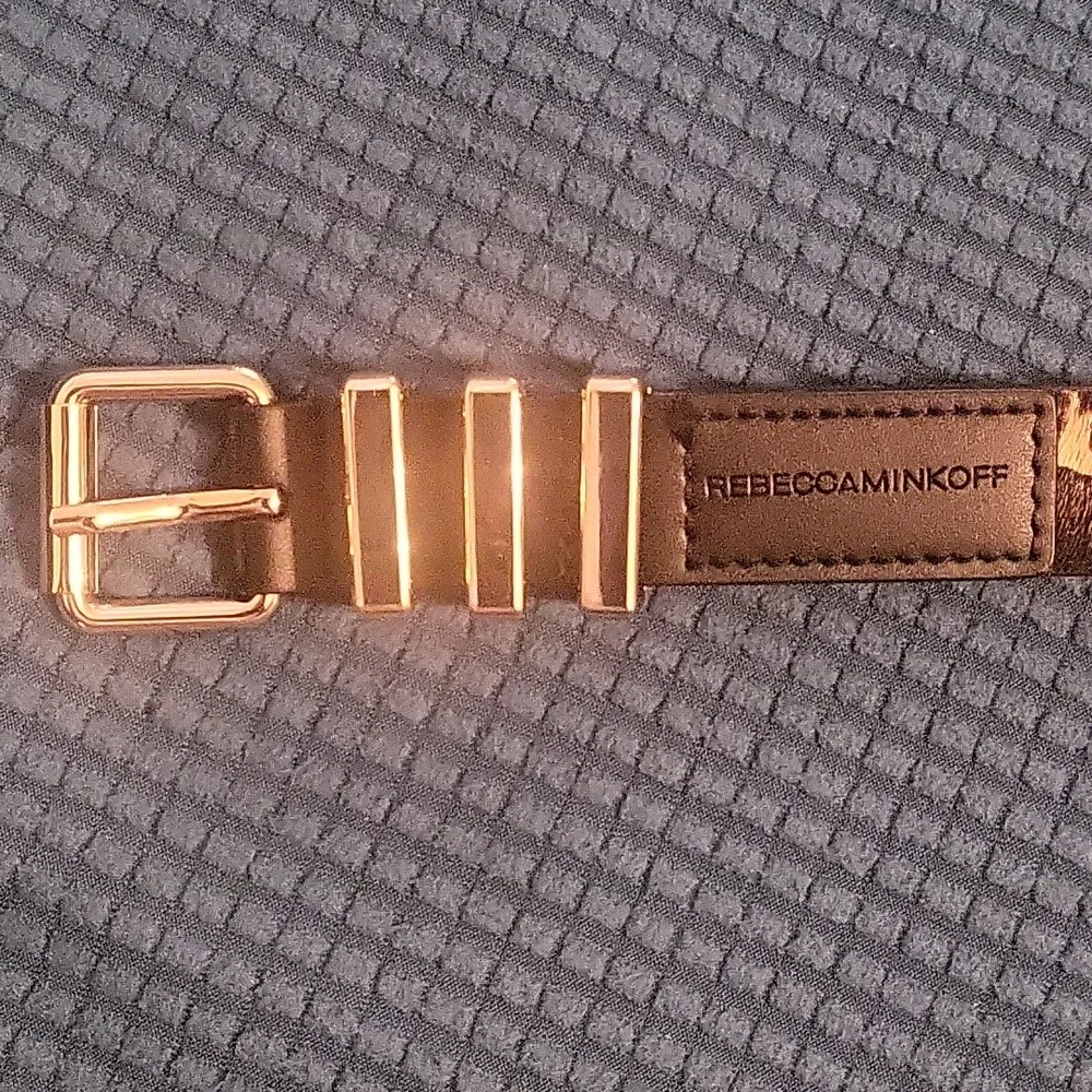 Rebecca Minkoff Leopard Print Leather Belt with Gold Hardware